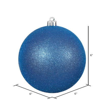 Vickerman 6" Blue Glitter Ball Ornament 4 per Bag