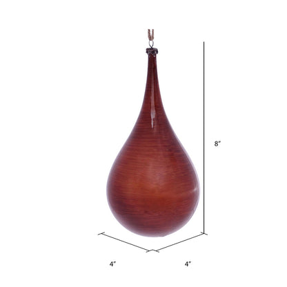 Vickerman 4" Copper Wood Grain Teardrop Christmas Ornament Pack of 2