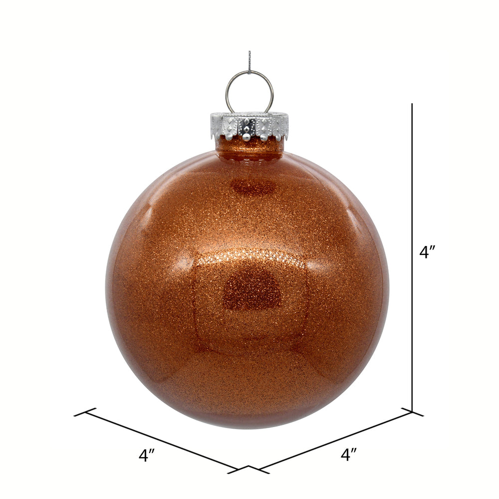 Vickerman 4" Clear Ball Christmas Ornament with Copper Glitter Interior 6 Pieces per bag