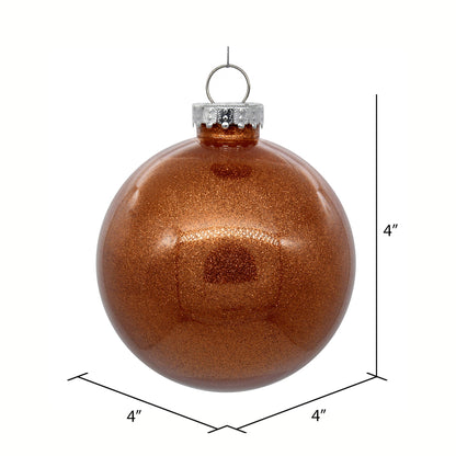 Vickerman 4" Clear Ball Christmas Ornament with Copper Glitter Interior 6 Pieces per bag