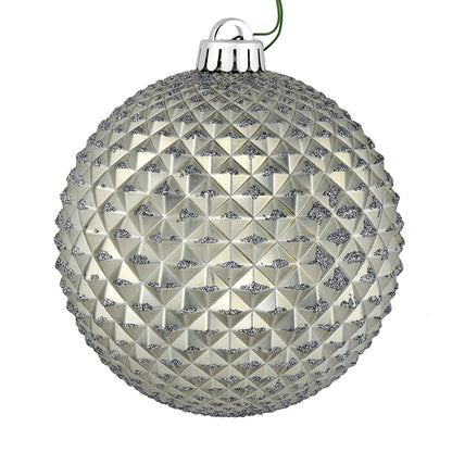 Vickerman 6" Pewter Durian Glitter Ball Ornament 4 per Bag