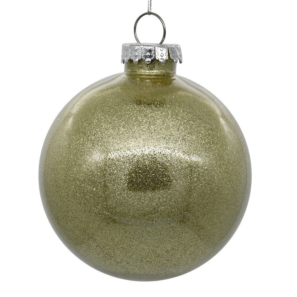 Vickerman 4.75" Clear Ball Christmas Ornament with Champagne Glitter Interior 4 Pieces per bag