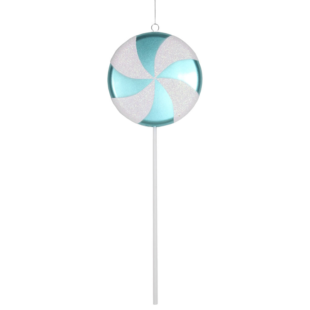 Vickerman 17" Teal-White Candy Lollipop Christmas Ornament