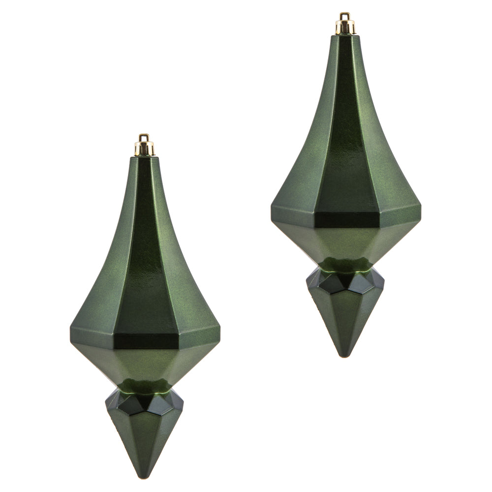 Vickerman 8" Moss Green Candy Finish Diamond Finial Ornament Pack of 2