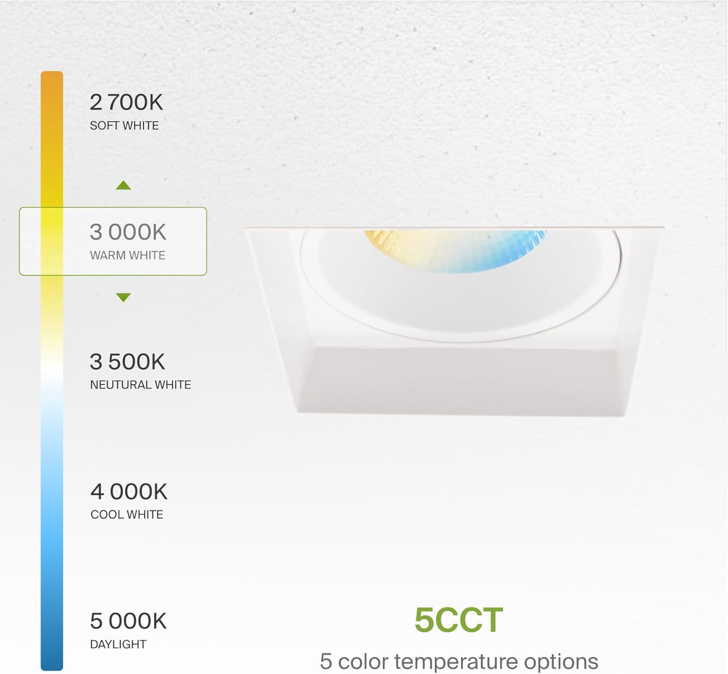 ASD Lighting LED Trimless Downlight Square 4inch 15W 120V Triac 2700/3000/3500/4000/5000K White ETL Energy Star