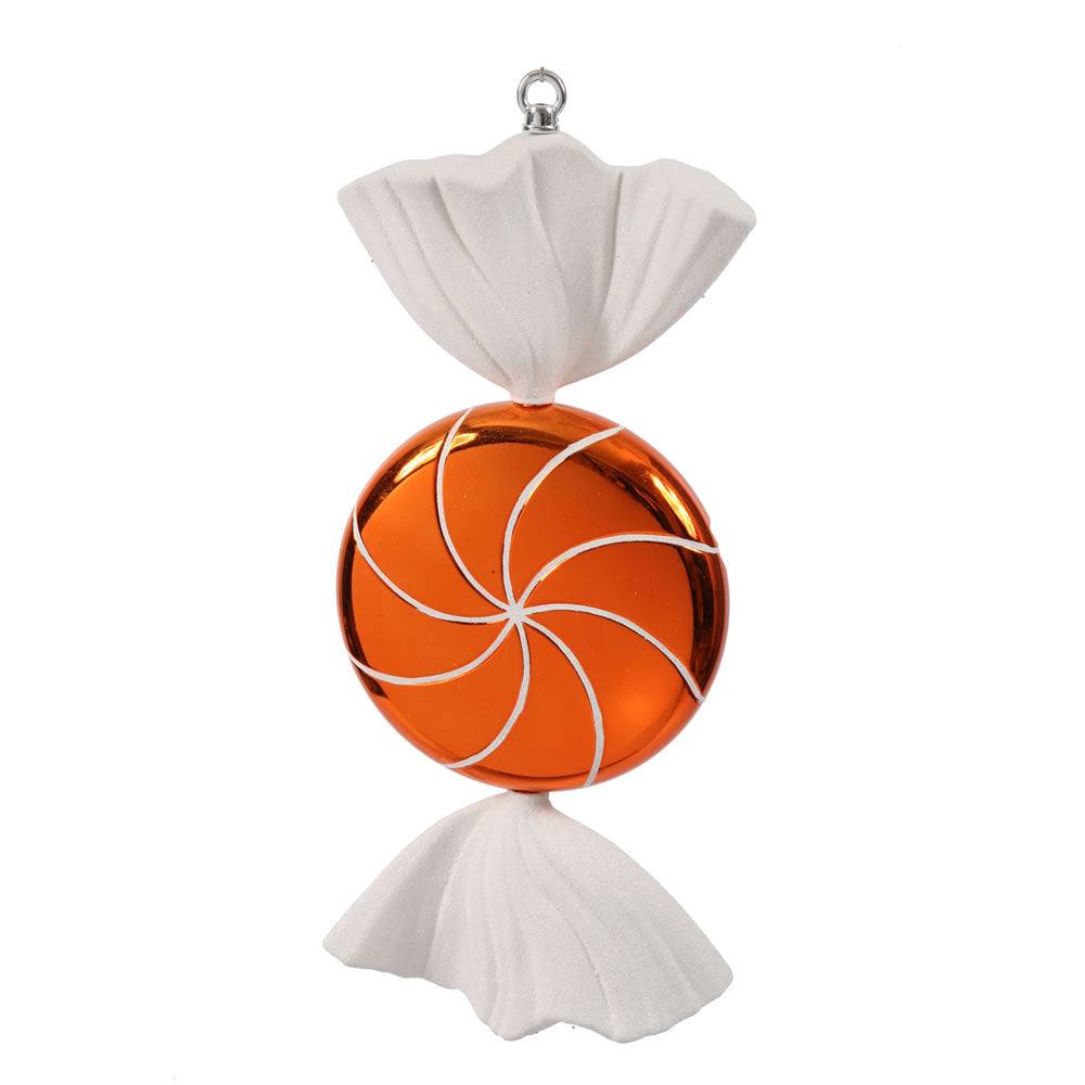 Vickerman 18.5" Orange-White Swirl Candy Christmas Ornament