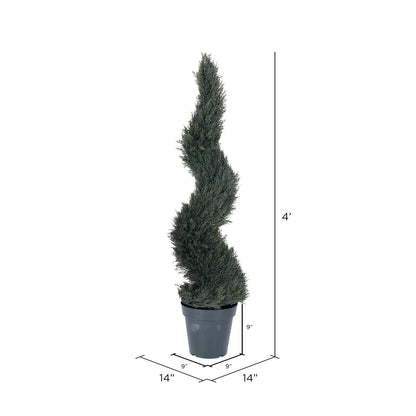 Vickerman 48" Artificial UV Resistant Pond Cypress Spiral in Two Tone Green Pot.