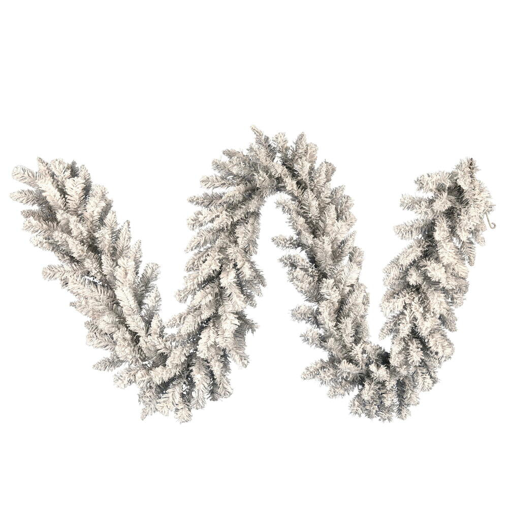 Vickerman 9' x 14" Frosted Silver Artificial Christmas Garland 230 PVC Tips