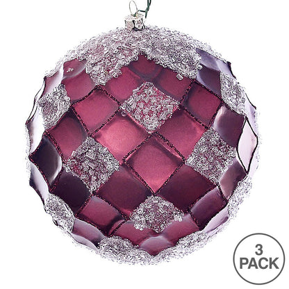 Vickerman 4.75" Burgundy Net Beaded Ball 3 per Bag