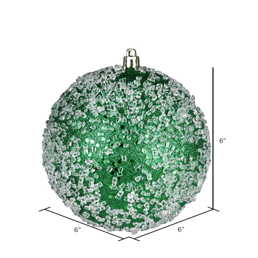 Vickerman 6" Green Glitter Hail Ball Ornament 4 per Bag