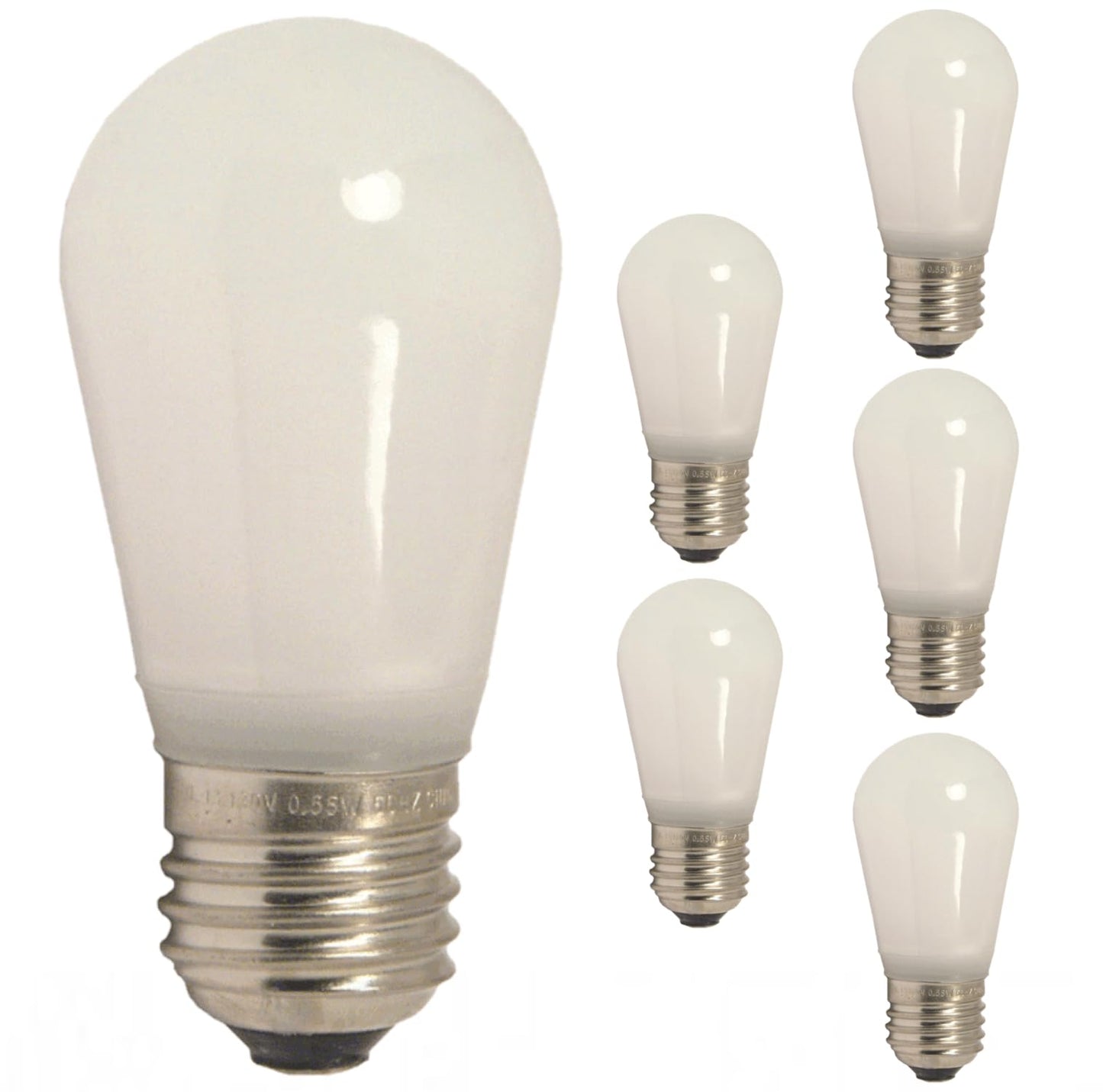 Damar- S14 LED String Light Bulb 0.55W-1.5W 2700K Warm White E26 Medium Base Dimmable 100-130V Indoor & Outdoor Rated Pack of 6- Shatterproof Replacement White Bulb for Patio Backyard Caf? Bistro
