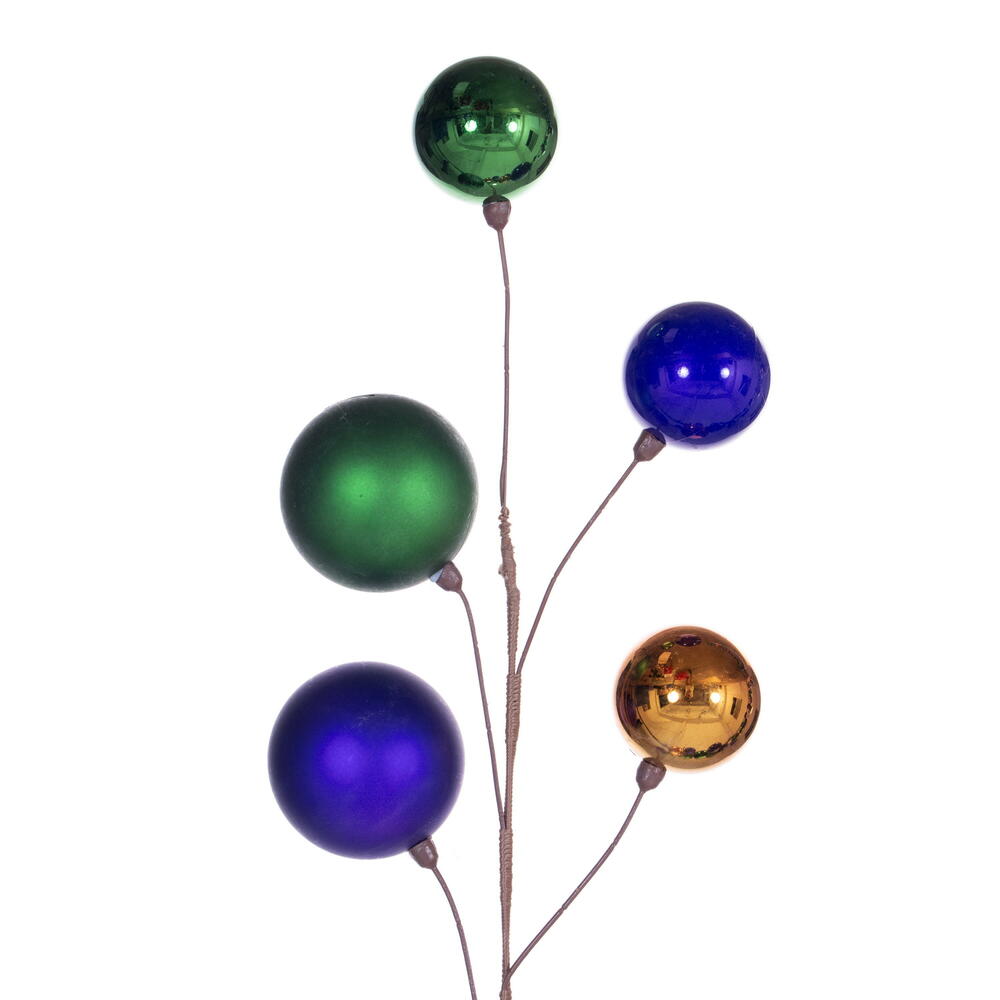 Vickerman 10' Green Purple And Copper Gold Assorted Finish Branch Ball Ornament Garland.