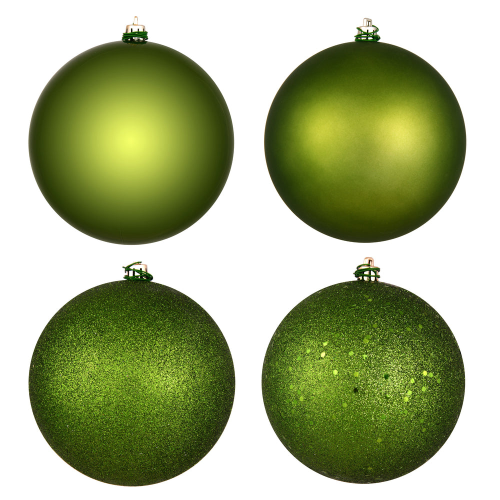 Vickerman 6" Juniper Green 4-Finish Ball Ornament Assortment 4 per Box