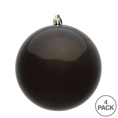 Vickerman 4.75" Gunmetal Shiny Ball Ornament 4 per Bag