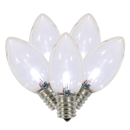 Vickerman C9 Transparent Plastic LED Cool White Dimmable Bulb E17 Nickel Base 25 per bag