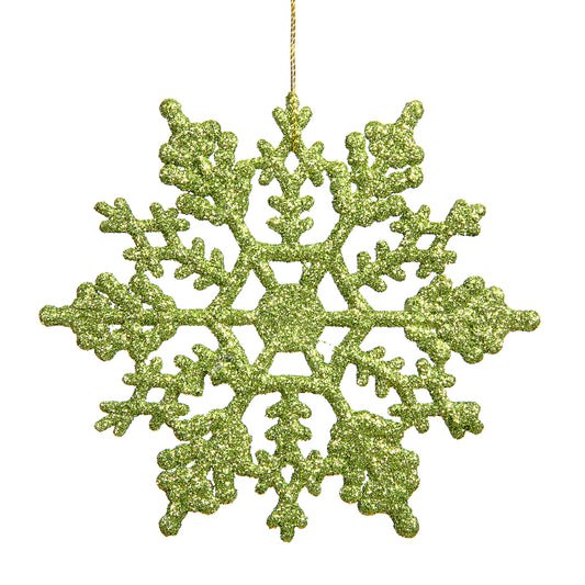 Vickerman 4" Lime Glitter Snowflake Christmas Ornament 24 per Box