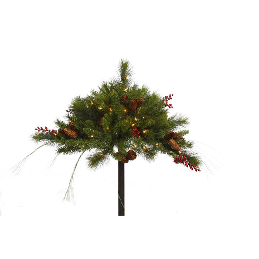 Vickerman 16" Mixed Berry and Cone Artificial Christmas Urn Filler with 50 Warm White LED Lights