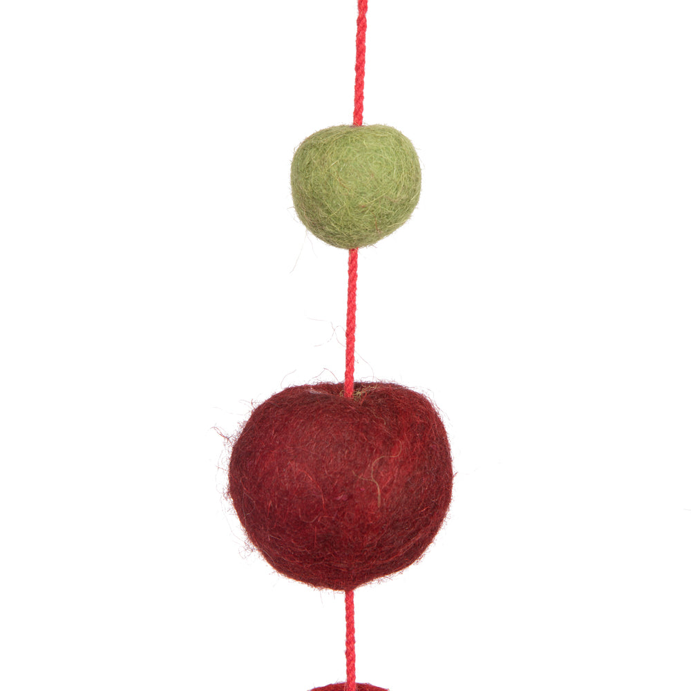 Vickerman 6' Red Green and Burgundy Wool Pom Pom Garland
