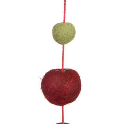Vickerman 6' Red Green and Burgundy Wool Pom Pom Garland