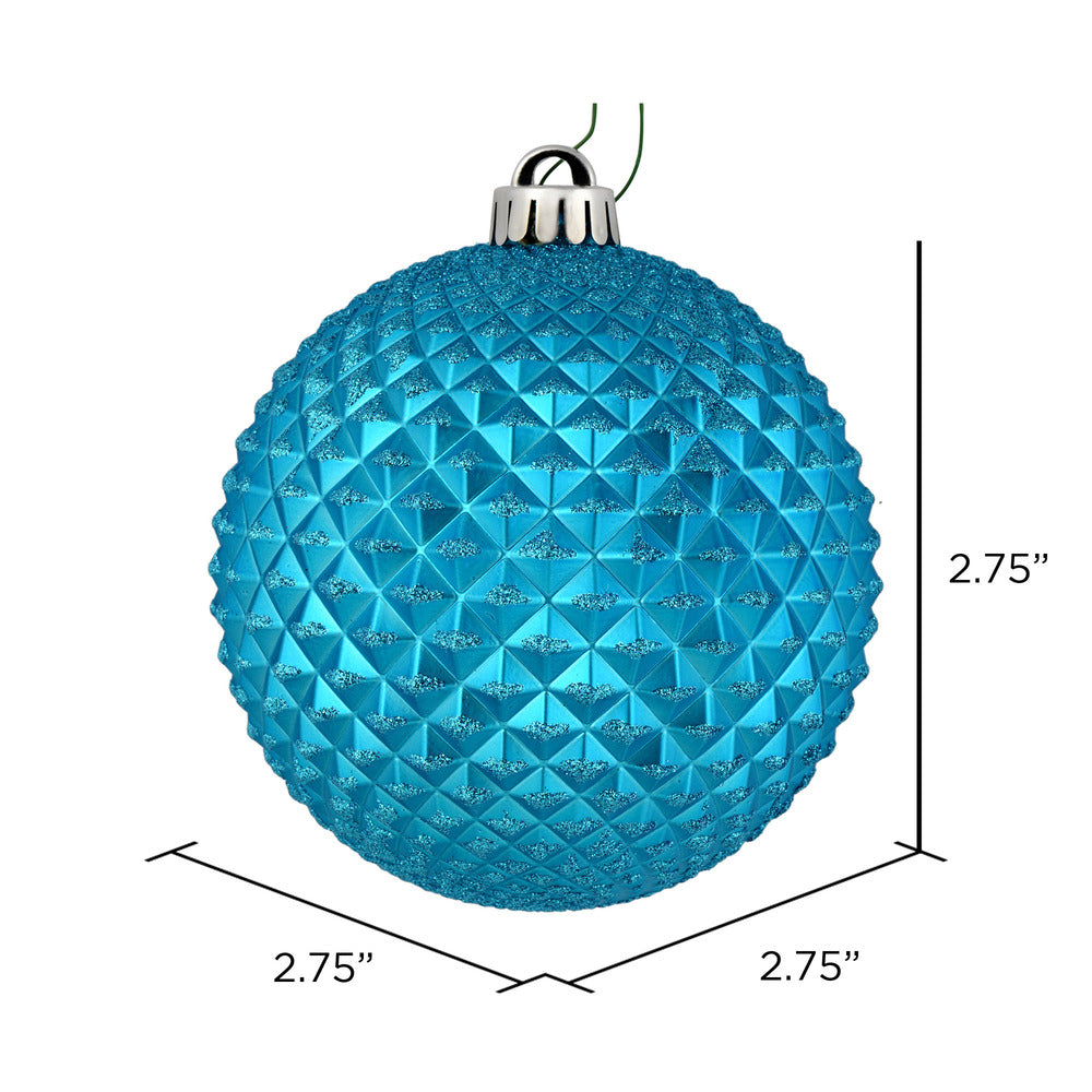 Vickerman 2.75" Turquoise Durian Glitter Ball Ornament 12 per Bag