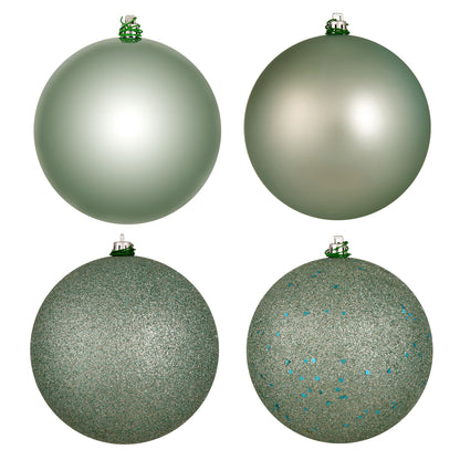 Vickerman 8" Frosty Mint 4-Finish Ball Ornament Assortment 4 per Bag