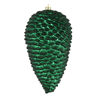 Vickerman 7" Midnight Green Matte Glitter Pinecone Christmas Ornament 4 per set