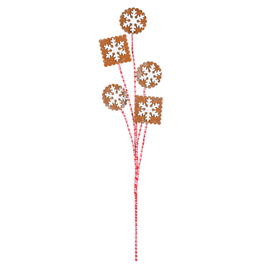 Vickerman Gingerbread Snowflake Artificial Christmas Spray. Includes 6 sprays per pack.