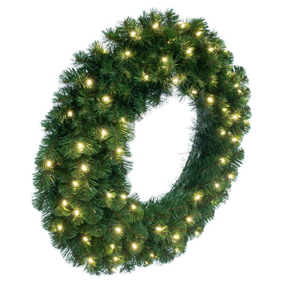 Vickerman 30" Oregon Fir Artificial Christmas Wreath Warm White Single Mold LED Wide Angle Lights