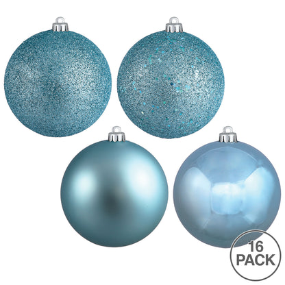 Vickerman 3" Baby Blue 4-Finish Ball Ornament Assortment 16 per Box