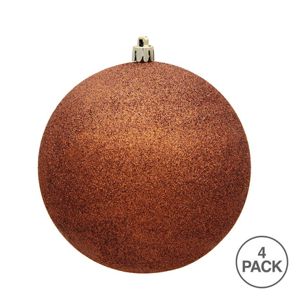 Vickerman 4.75" Copper Glitter Ball Ornament 4 per Bag