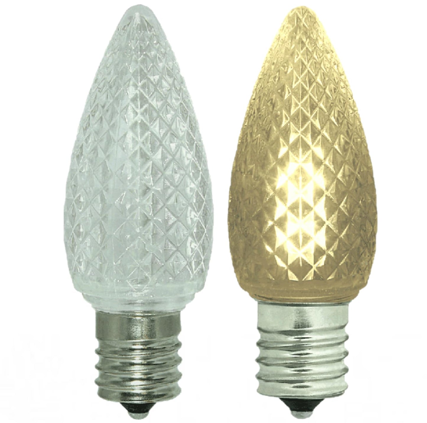 Damar- C9 LED Christmas Light Bulb Faceted Clear 3000K Soft White 0.6-0.96W E17 Intermediate Base Dimmable 100-130V Pack of 6-Commercial Grade Shatterproof String Light Replacement for Patio Holiday