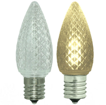 Damar- C9 LED Christmas Light Bulb Faceted Clear 3000K Soft White 0.6-0.96W E17 Intermediate Base Dimmable 100-130V Pack of 6-Commercial Grade Shatterproof String Light Replacement for Patio Holiday