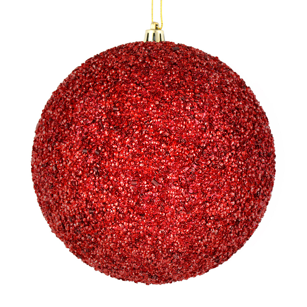 Vickerman 4" Wine Beaded Ball Ornament 6 per Bag