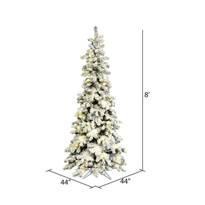 Vickerman 8' Flocked Kodiak Spruce Artificial Christmas Tree Pure White LED Lights