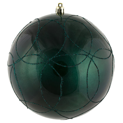 Vickerman 6" Sea Blue Candy Ornament with Circle Glitter Pattern 3 per Bag