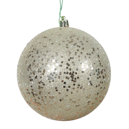 Vickerman 6" Champagne Sequin Ball Ornament 4 per Bag