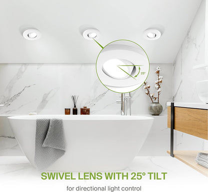 ASD Lighting LED Round Recessed Mini Panel Gimbal 3" 6W 120V Dimmable CCT Selectable 2700/3000/3500/4000/5000K White UL Energy Star 6pack