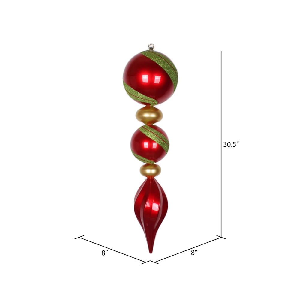 Vickerman 30.5" Red Gold and Lime Jumbo Finial Ornament with Candy and Glitter Finishes