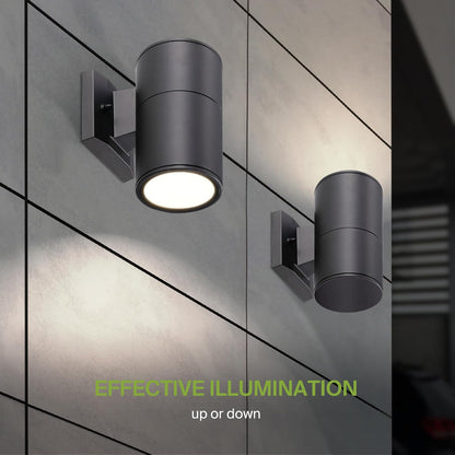ASD Lighting LED Outdoor Wall Cylinder Round Up or Down 9W 120V Triac 3000/4000/5000K Black ETL