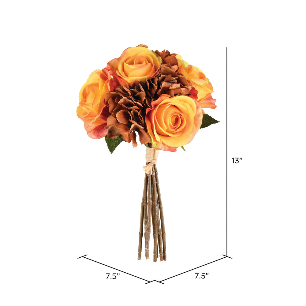 Vickerman 13" Artificial Tan Rose and Hydrangea Bouquet Pack of 2