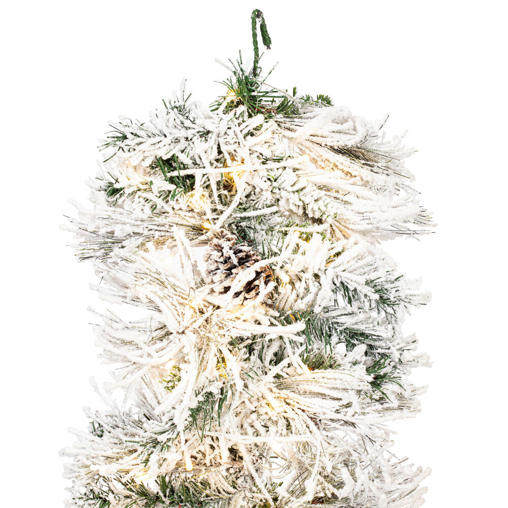 Vickerman 9' x 14" Flocked Atka Artificial Christmas Garland Warm White LED lights.