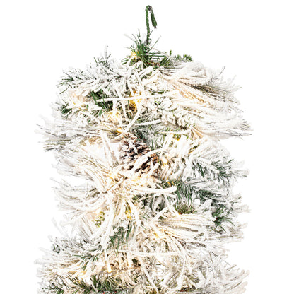 Vickerman 9' x 14" Flocked Atka Artificial Christmas Garland Warm White LED lights.