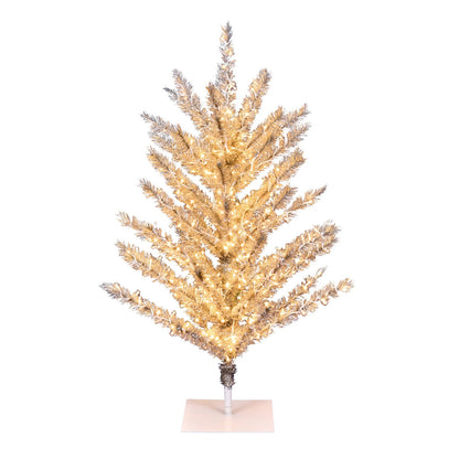 Vickerman 3' x 31" Vintage Aluminum Artificial Tree Warm White Low Voltage LED 3mm Lights.
