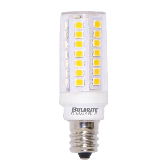 BULBRITE LED T6 MINI-CANDELABRA SCREW (E11) 5W DIMMABLE CLEAR LIGHT BULB 3000K/SOFT WHITE LIGHT 60W EQUIVALENT