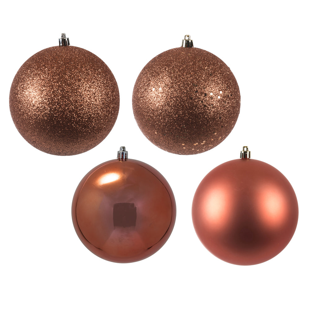 Vickerman 4.75" Coral 4-Finish Ball Ornament Assortment 4 per Box