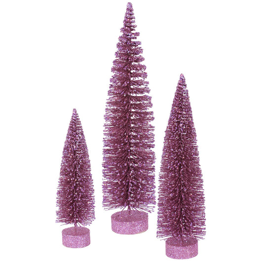 Vickerman 12"-16"-20" Orchid Glitter Oval Artificial Christmas Tree Unlit