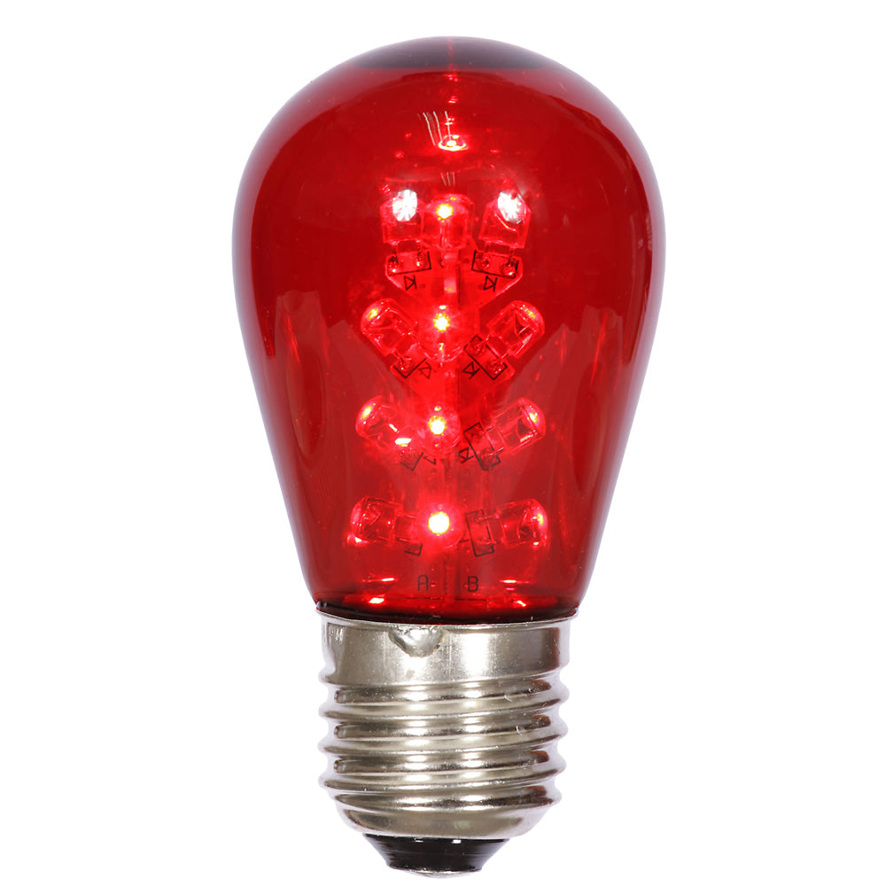 Vickerman S14 Red LED Transparent E26 Medium Nickel Base Bulb 5 per pack.