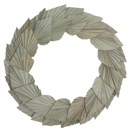 Vickerman Natural Botanicals 24" Natural Palm Spear Wreath. This wreath measures 24 inches in diameter. It features natural palm spear leaves on a coco fiber base. This is a dried and preserved natural product.