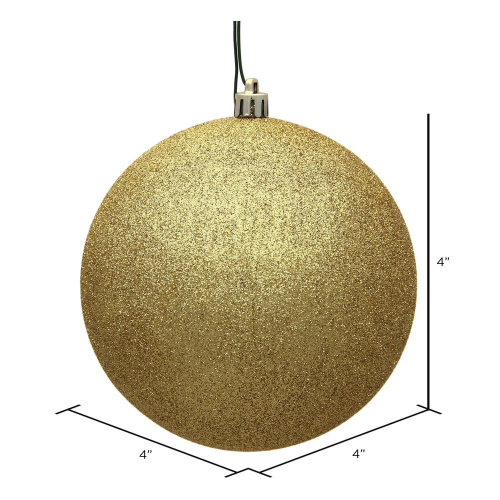 Vickerman 4" Gold Glitter Ball Ornament 6 per Bag