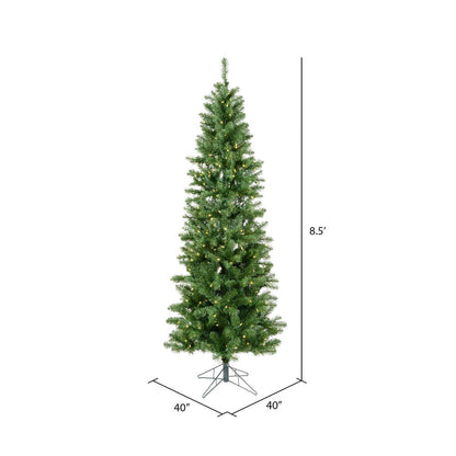 Vickerman 8.5' Salem Pencil Pine Artificial Christmas Tree 500 Warm White LED Dura-lit Lights